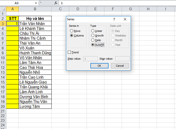 Tự động đánh số thứ tự cột trong Excel - Học Excel Miễn Phí Online 5