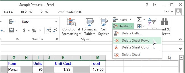 Excel xoá dòng sản phẩm trống không xoá cột trống không 06