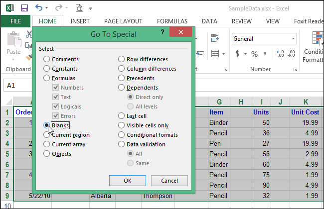 Excel xoá dòng sản phẩm trống không xoá cột trống không 10