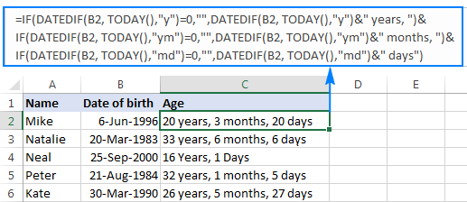 age years month days formula