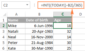 excel formula age years