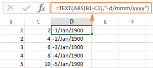 text function negative dates