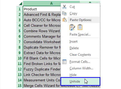 Hiển thị cột ẩn trong Excel:
Với tính năng mới trong Excel, bạn có thể dễ dàng tìm kiếm và hiển thị lại các cột ẩn trong bảng tính của mình. Điều này giúp cho công việc của bạn trở nên hiệu quả hơn và tiết kiệm được thời gian cho các tác vụ khác.