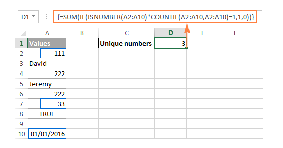 Cách đếm các giá trị khác biệt và duy nhất trong Excel