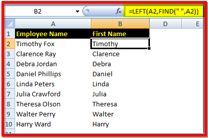 How to extract first name in
