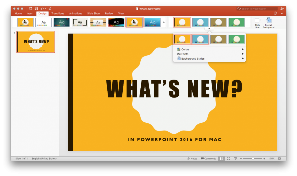 powerpoint for mac cannot change font theme