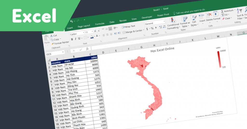 map-chart - Học Excel Online Miễn Phí