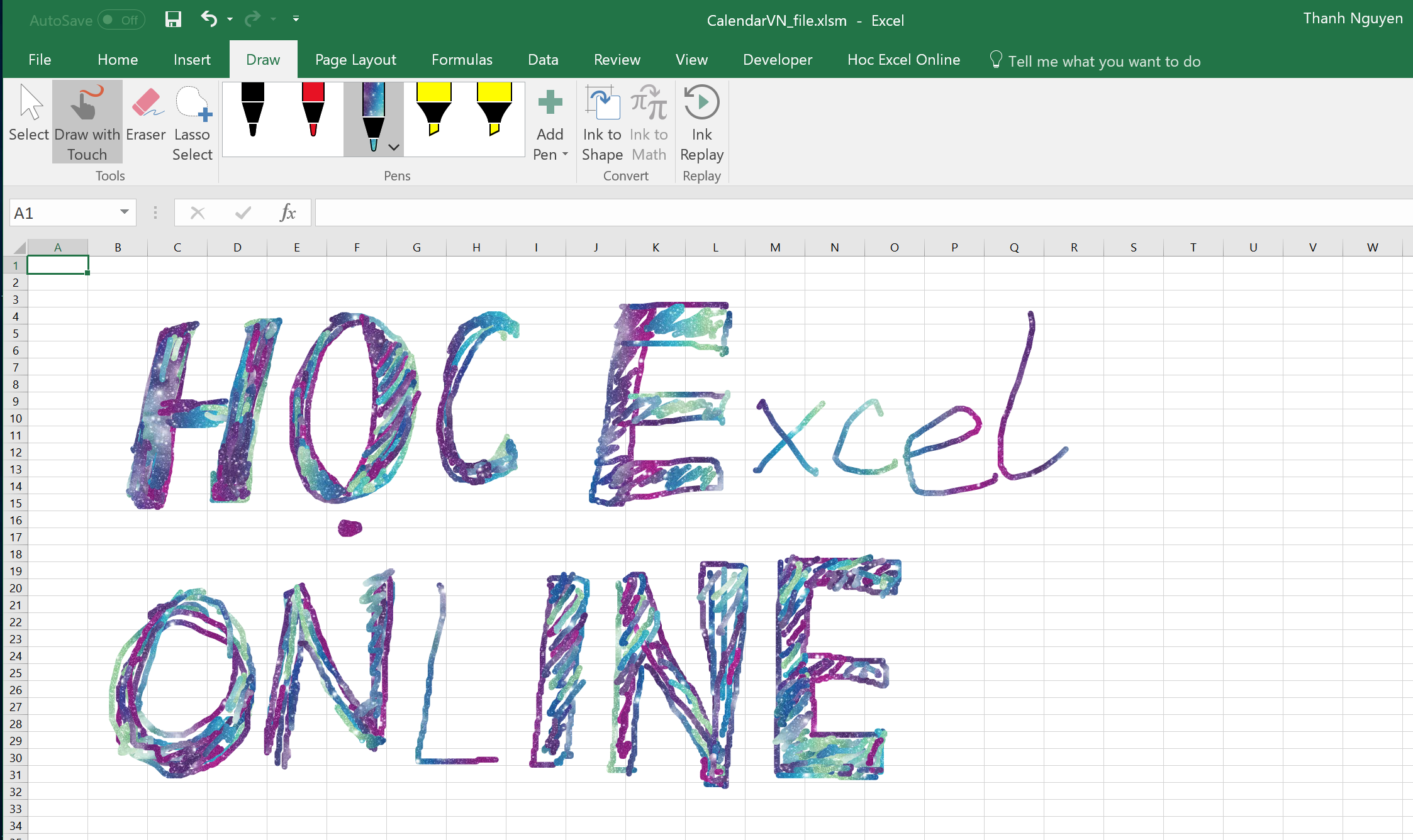 Draw trong Excel 2016: Với tính năng Draw trong Excel 2016, bạn có thể tạo ra những hình ảnh một cách dễ dàng và nhanh chóng. Điều này sẽ giúp cho tài liệu của bạn trở nên thú vị hơn và dễ dàng để hiểu hơn. Hãy cùng thực hiện những ý tưởng sáng tạo của bạn với tính năng Draw trong Excel