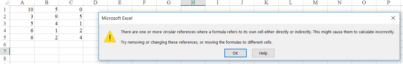 1 - sửa lỗi Circular References Warning trong Excel