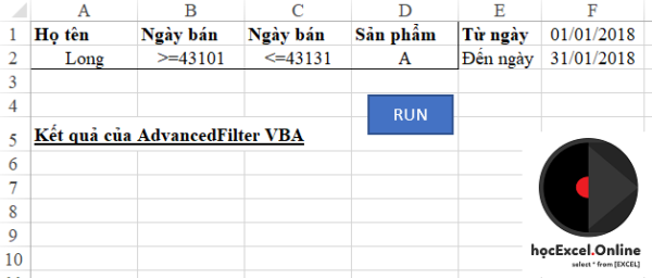Hướng dẫn cách sử dụng chức năng Advanced Filter trong VBA - Học Excel ...