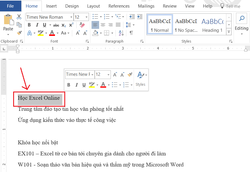 Hướng dẫn thao tác thay đổi phông chữ cỡ chữ kiểu chữ Trong Microsoft Word và Google Docs