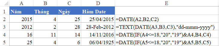 Cách xác định Ngày Tháng Năm bằng các hàm thời gian trong Excel có bài tập - Học Excel Online Miễn Phí 7