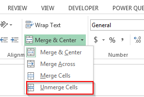 unmerge cell