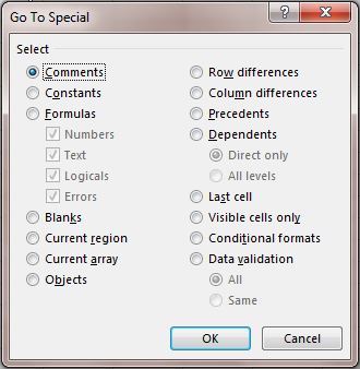 go to special dialog box