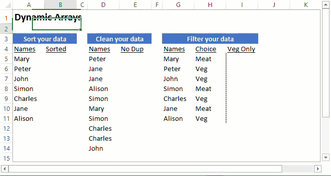 Dynamic Arrays trong Excel