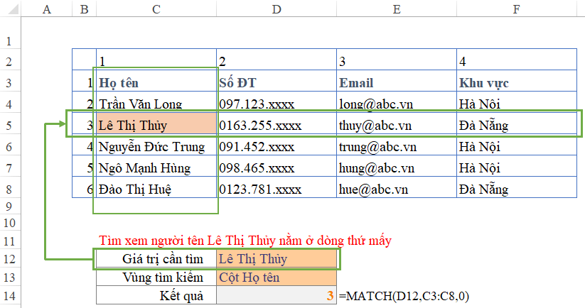 Hướng dẫn cách dùng hàm INDEX và MATCH qua bài tập có lời giải - Học Excel Online Miễn Phí