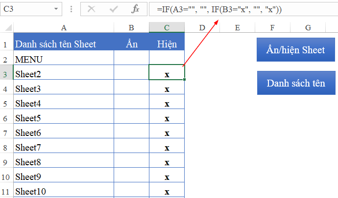Hướng Dẫn Cách Tạo Menu Ẩn Hiện Sheet Theo Ý Muốn Trong Excel Bằng Vba -  Học Excel Online Miễn Phí