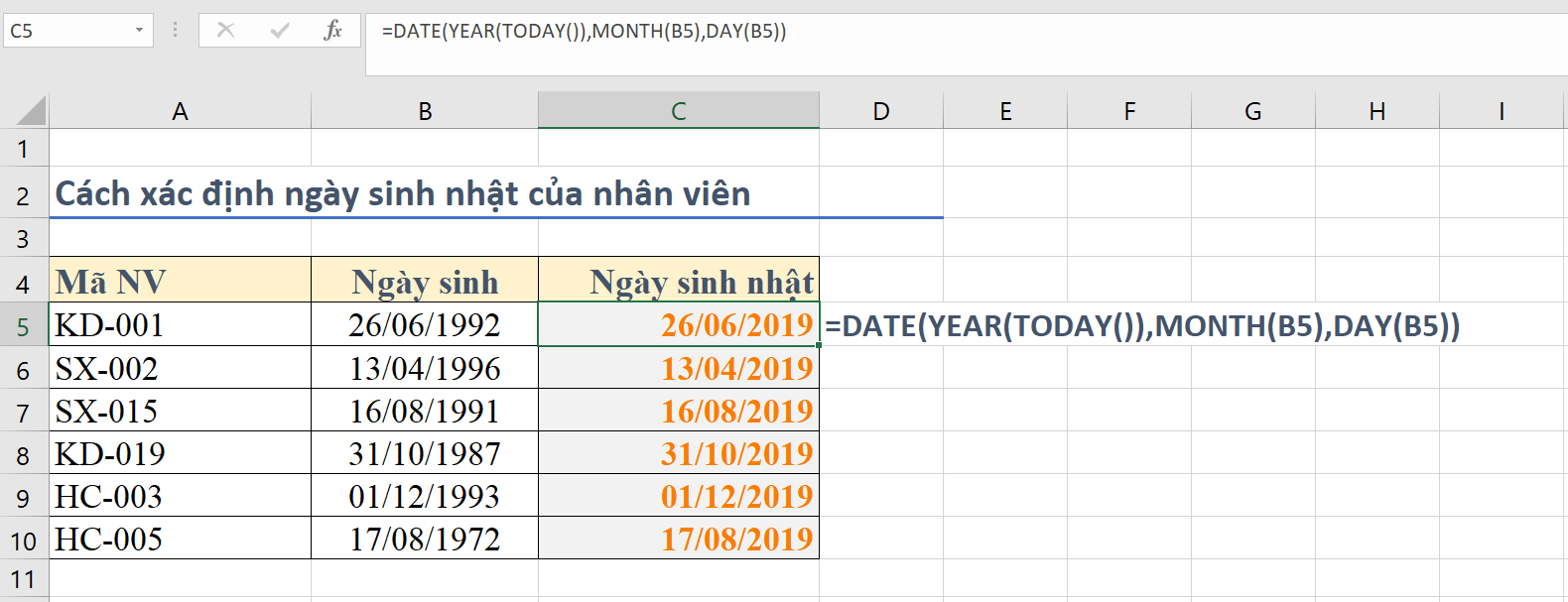 Cách theo dõi nhắc nhở sinh nhật trên Excel