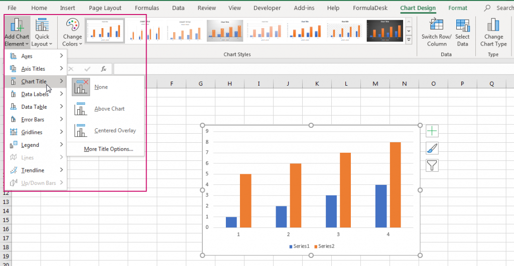 Hướng dẫn thao tác với tiêu đề biểu đồ (Chart Title) trong Excel