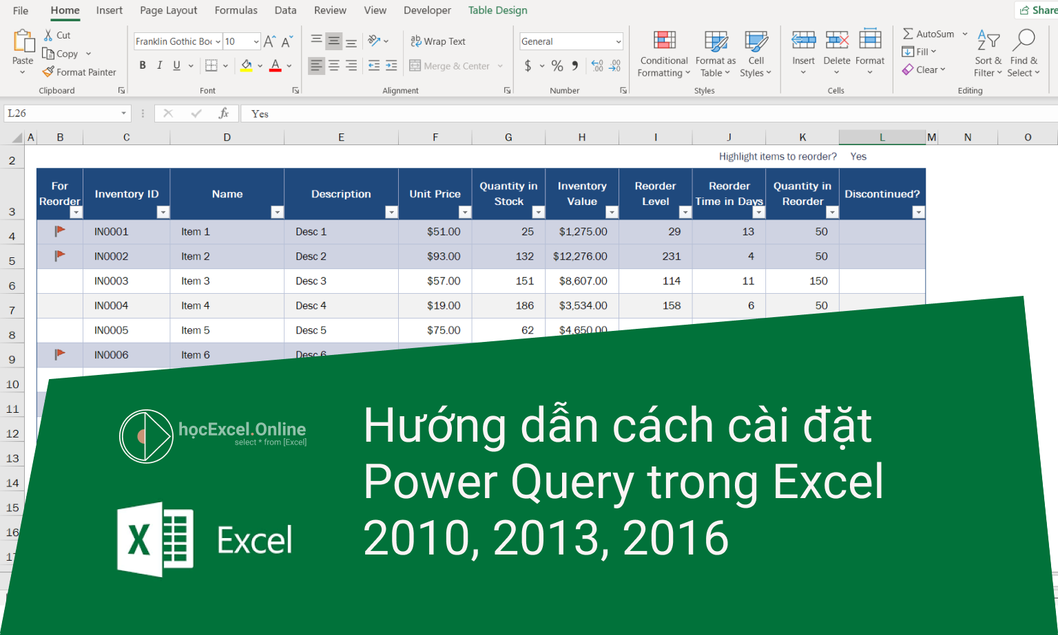 Hướng Dẫn Cách Cài Đặt Power Query Trong Excel 2010, 2013, 2016 - Học Excel  Online Miễn Phí