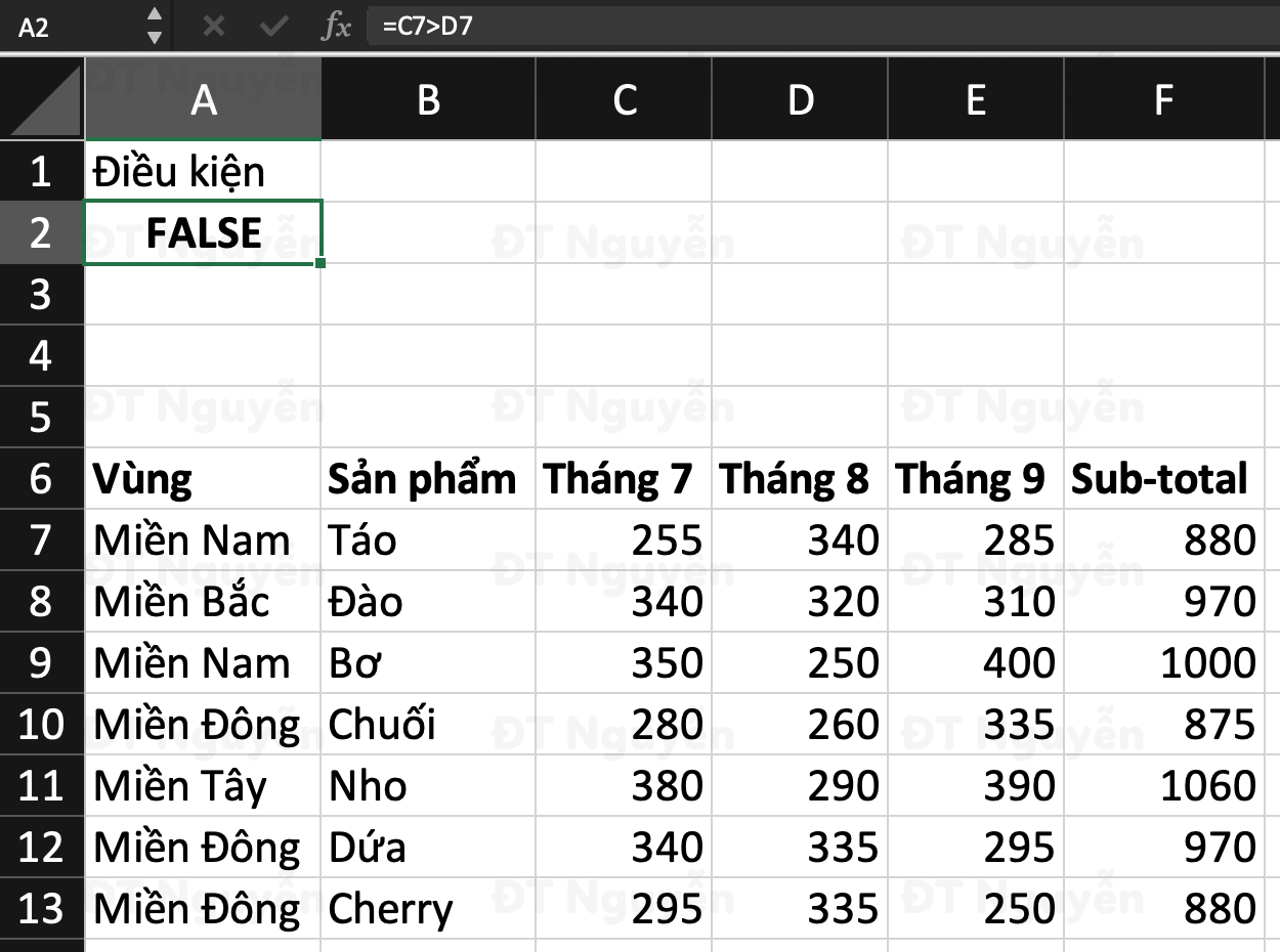 Sử dụng công thức trong vùng điều kiện