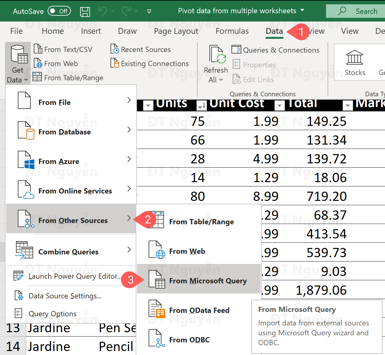 Cách mở Microsoft Query trong Excel