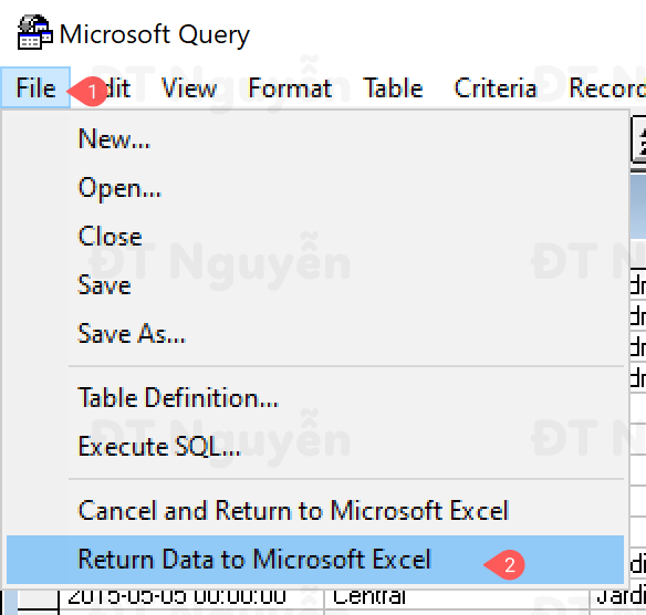 Đổ dữ liệu từ Microsoft Query về Excel