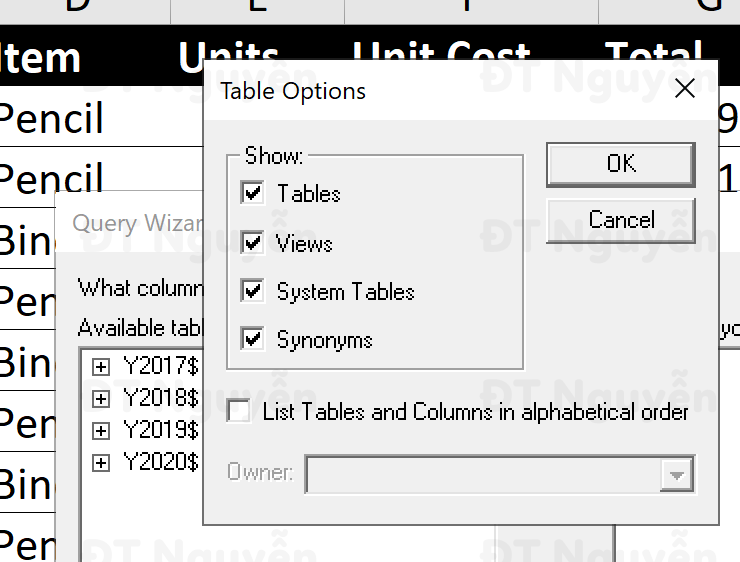 Cách truy cập vào Microsoft Query trong Excel