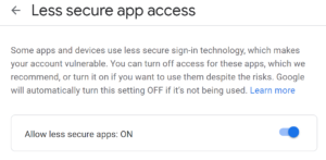 Thiết lập Less Secure Apps trong Google