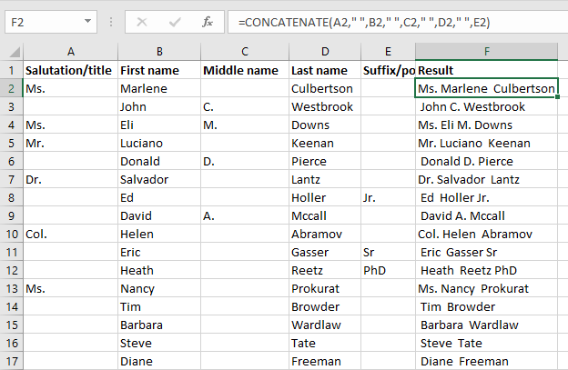 3- Kết nối văn bản trong Excel bằng hàm CONCAT và TEXTJOIN