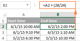 Universal formula to add hours to a given time in Excel