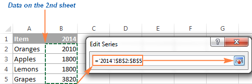Select data on the second sheet you want to add to your Excel graph.