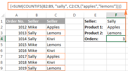 An array formula to count cells with multiple conditions