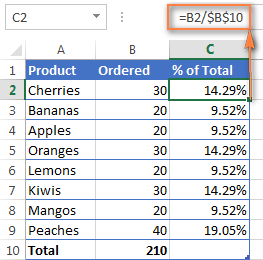 Excel formula to calculate percent change between 2 columns