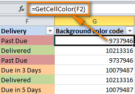 The formula to get the color code