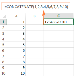 Use the CONCATENATE function to combine all of the values.