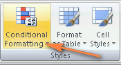 Conditional formatting in Excel 2007
