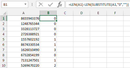 Count the number of occurrences of certain character in a cell