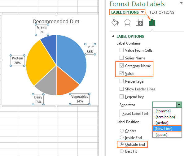 how do you make a pie chart in excel 2013