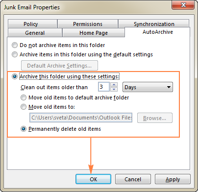Configure Outlook AutoArchive to empty Deleted Items and Junk E-mail folders automatically.