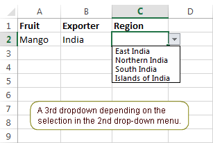 A 3rd dropdown depending on the selection in the 2nd drop-down menu.