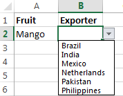 The dependent drop-down list in Excel