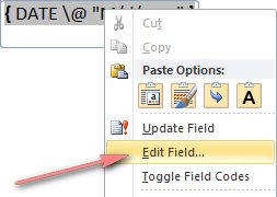 Right-click the field and choose Edit Field from the context menu.