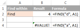 Excel FIND function