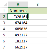 Add an apostrophe to convert number to test