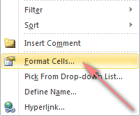 Select Format Cells... from the context menu.