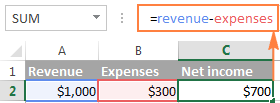 Creating a formula with Excel names