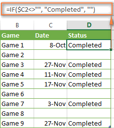 The IF formula for blank / non-blank cells