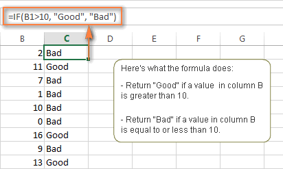 Excel IF function - formula example