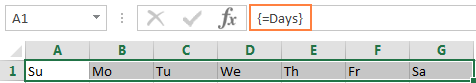 Entering the named array constant in a sheet